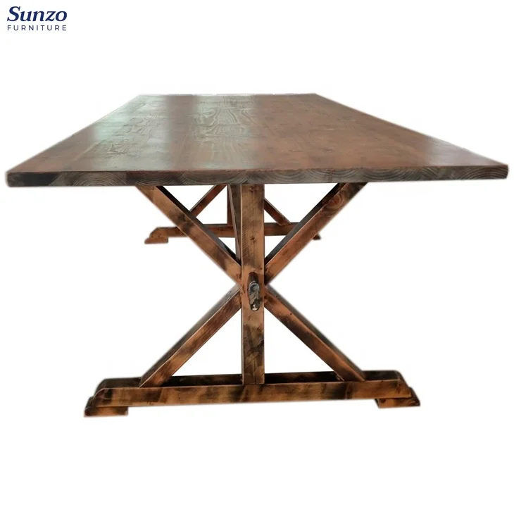 Outdoor Solid Wood Farm Table Rustic Wedding Dining Table
