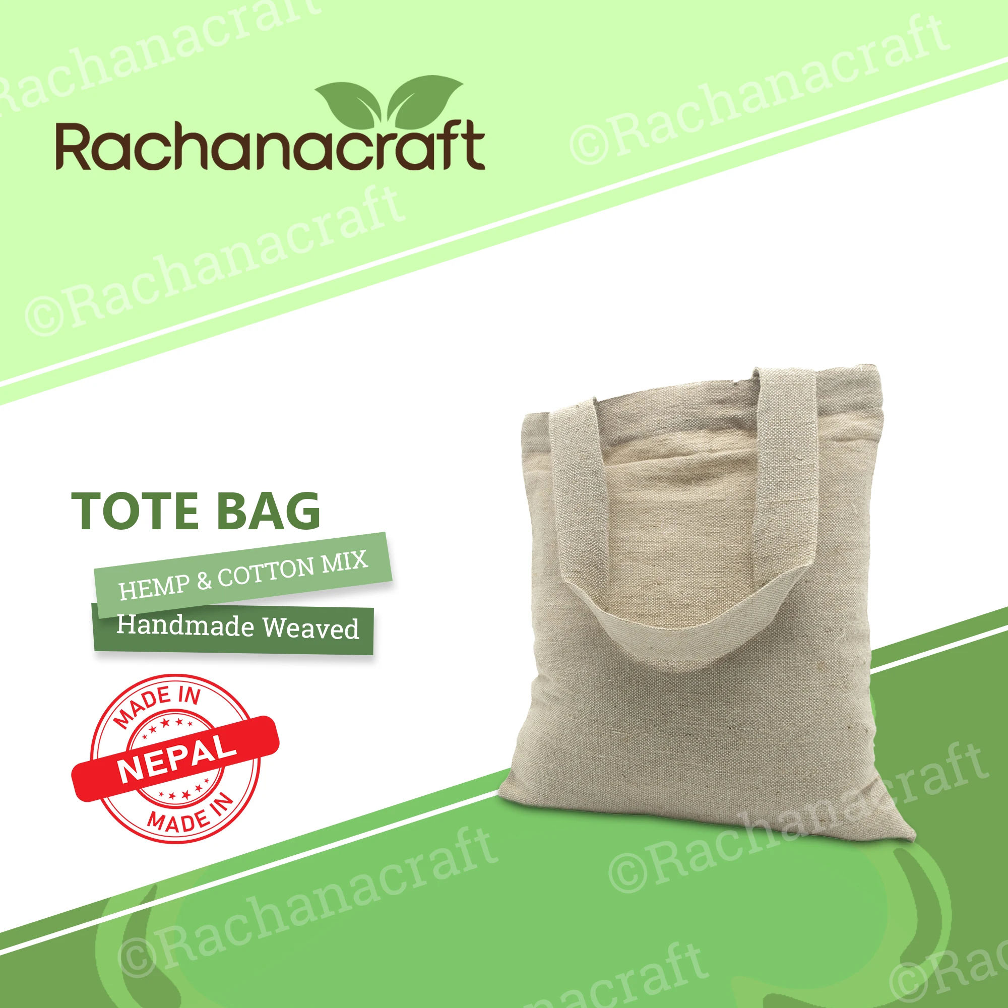100% Bio-Degradable 100% Organic Cotton Women Shoulder Shopping Bag for Travel, Daily Use Made in Nepal Wholesale Supply