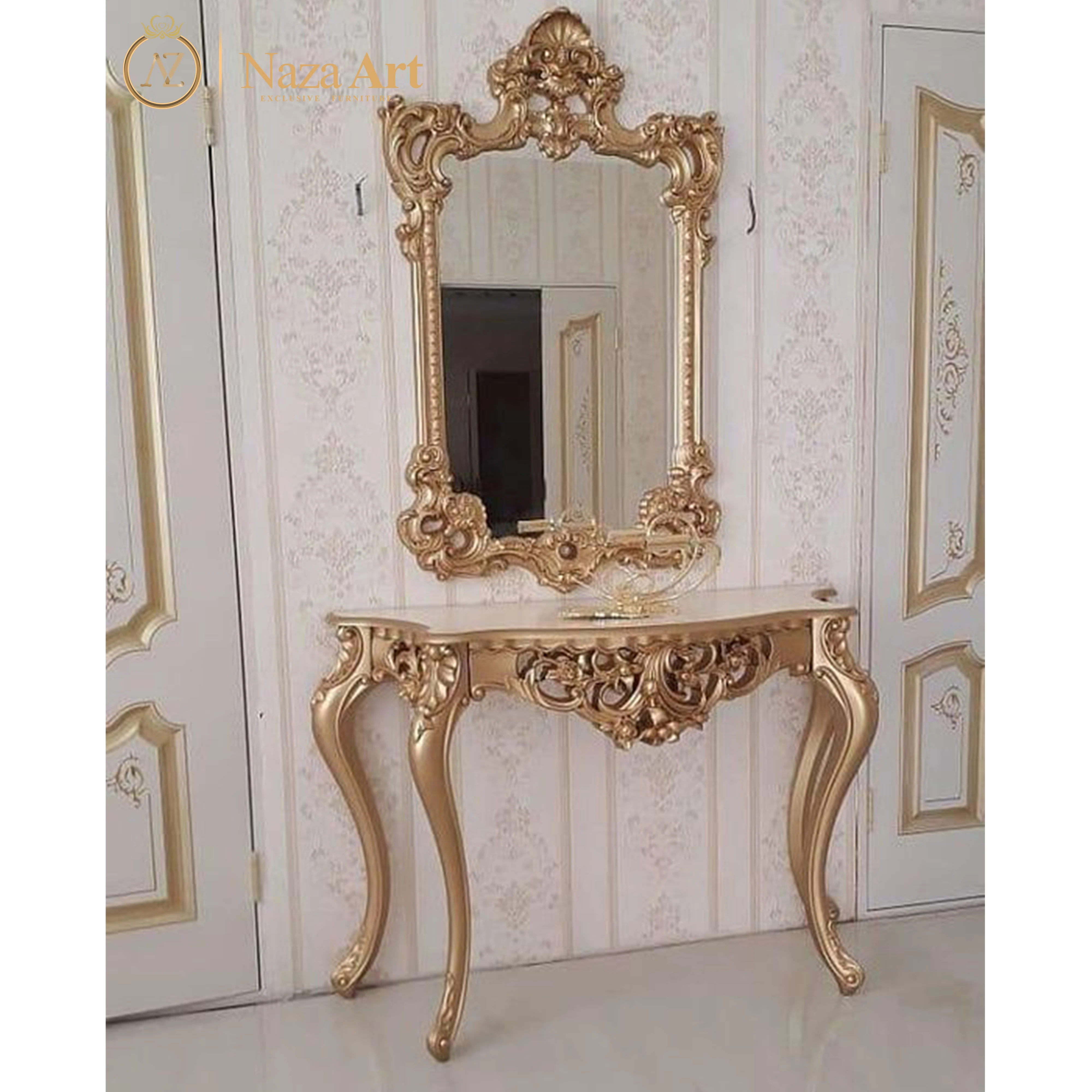 antique gold classic console table with mirror wooden carved wood console tables set with high quality living room furniture