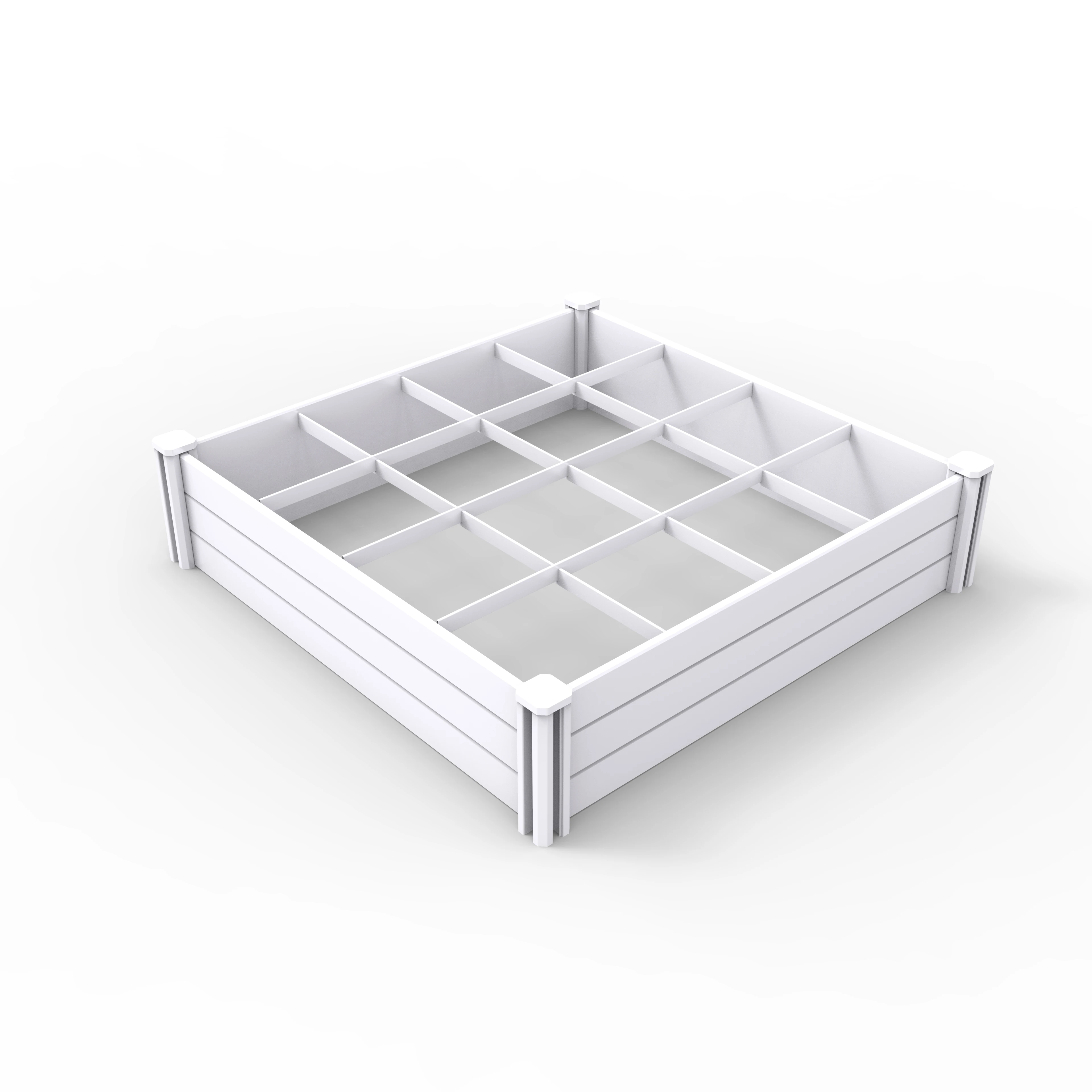 wholesale New Style White Vinyl PVC Plastic Raised Garden Bed with Internal Grid , PVC Vinyl Flower Planter Box