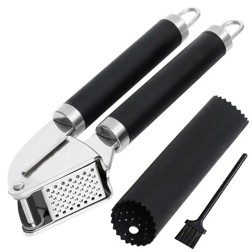 Amazon Hot Orblue 304 Stainless Steel Garlic Press With Cleaner and Peeler