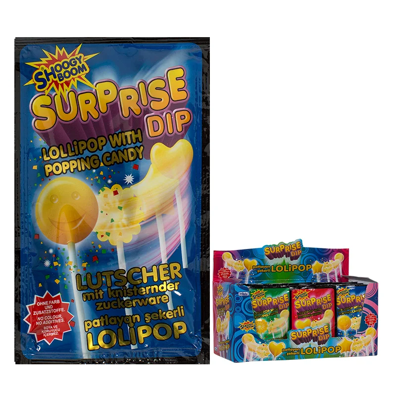 Flat heart shape Lollipop with Popping Candy