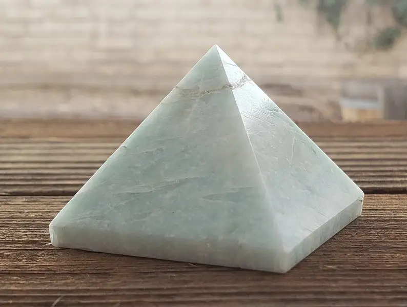 natural amazonite  crystal pyramid for  home decor and medication  healing crystal pyramid