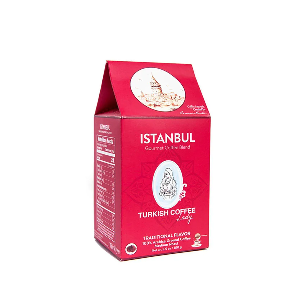 Turkish Coffee Lady Istanbul Gourmet Instant Coffee 100g Traditional Flavor 100% Arabica Ground Coffee Medium Roast