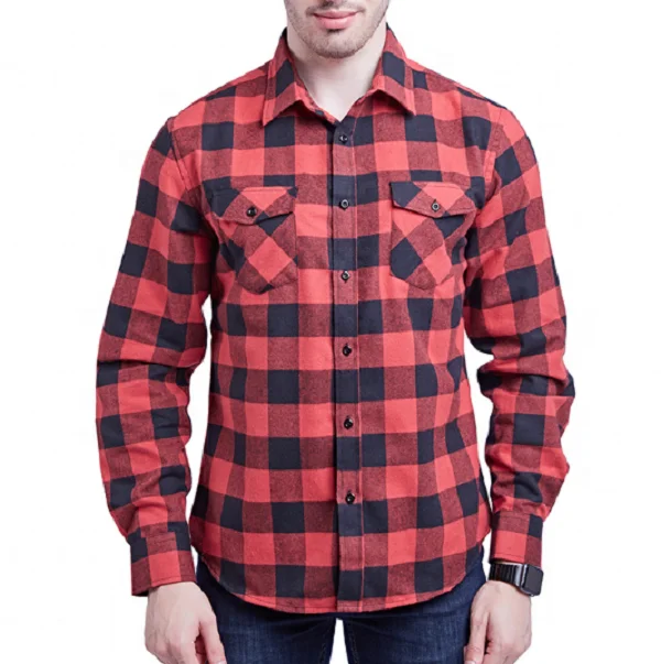 OEM Wholesale Big Check Heavyweight Wool Blend Winter Flannel Shirts