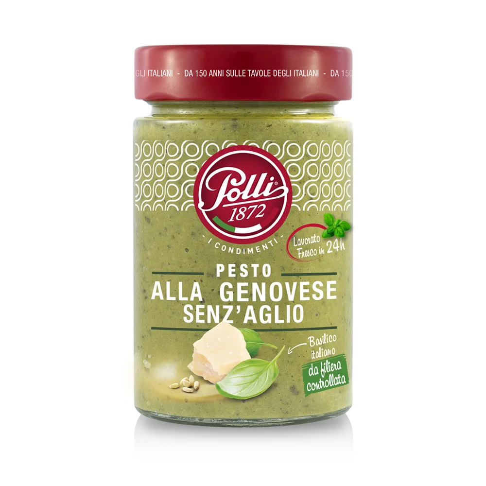 Premium quality basil creamy sauce green pesto alla genovese without Garlic 190g glass jar food pasta sauce