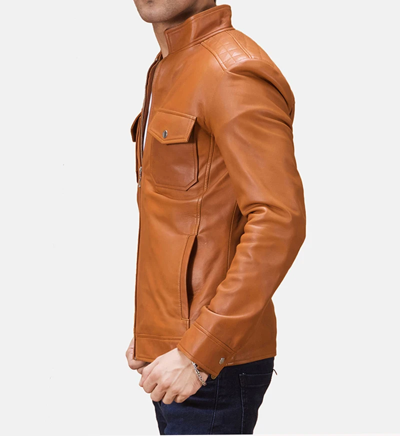 New Fashion High Quality Goat Skin Leather Jacket .