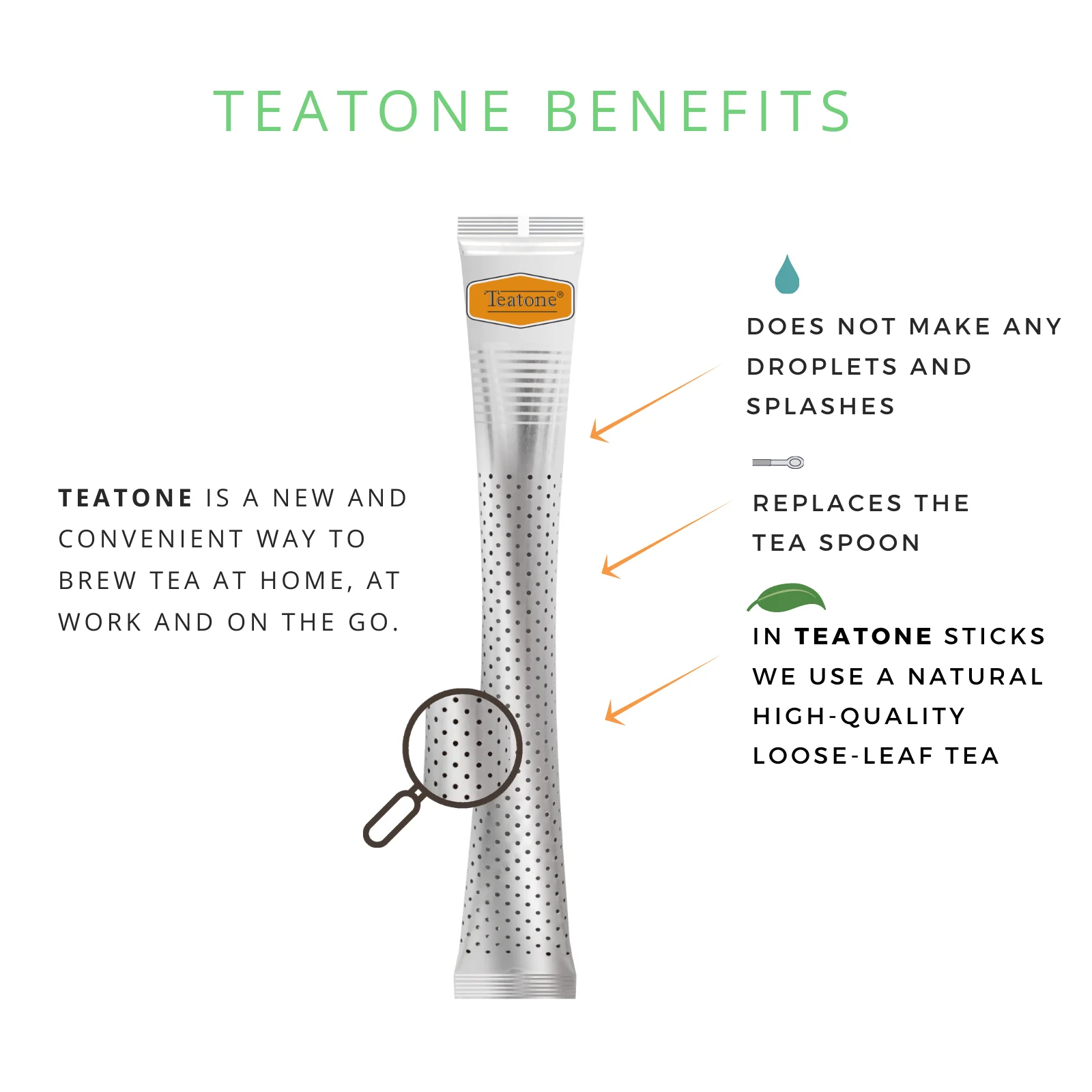 Mint Black Tea  in sticks for single brewing TEATONE 15 sticks in individual package * 1.8 g High quality