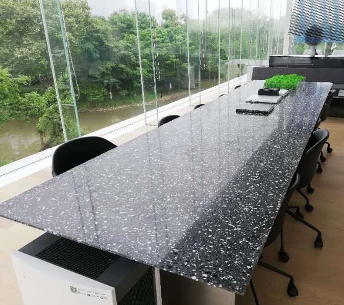 Concrete terrazzo slab modern black pattern design terrazzo table countertop artificial stone for outdoor