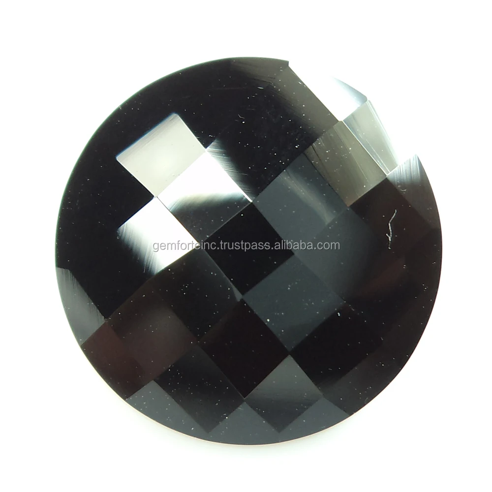 Loose Black Onyx Gemstone Customize Octogen Oval Round Shape Faceted Checker Cut Loose Gemstones Top Quality Natural Black Onyx