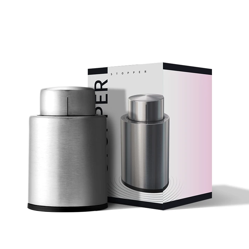 
Amazon Hot Sale Stainless Steel Red Wine Stopper Vacuum Sealed Wine Storage Bottle Stopper 