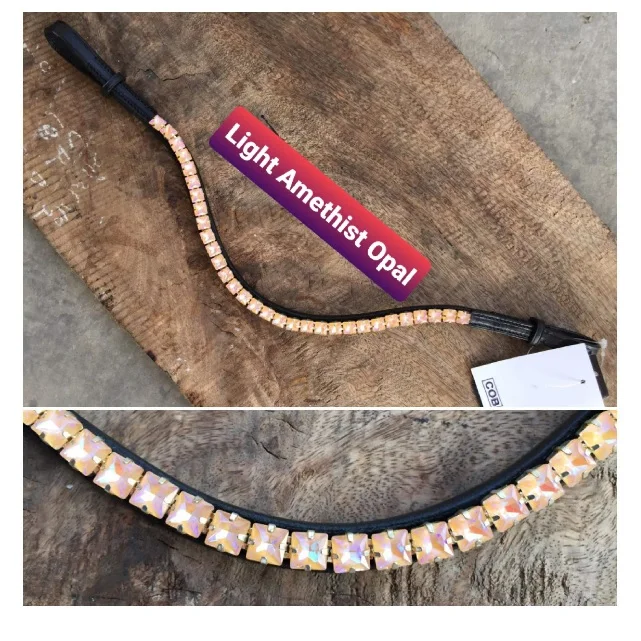 BEST PRICE  LUXURY HORSE BROW BAND LIGHT AMETHYST OPAL 8 mm CRYSTAL TRENDY EQUESTRIAN WITH BACK OPEN STICKY TAPE AT LOOP