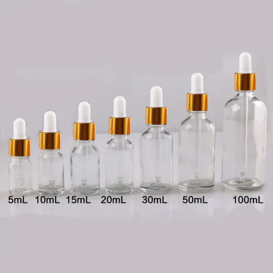 Glass Bottles for Essential Oils - 10ml 15ml 30ml 50ml 100ml Refillable Empty Amber Bottle with Dropper and Cover