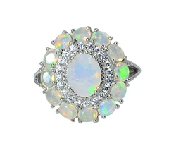 Top Quality Natural Cut Opal 7x9 / 4x3 MM Oval Gemstone 925 Sterling Silver For Women Ring Wedding Jewelry Supplier From India