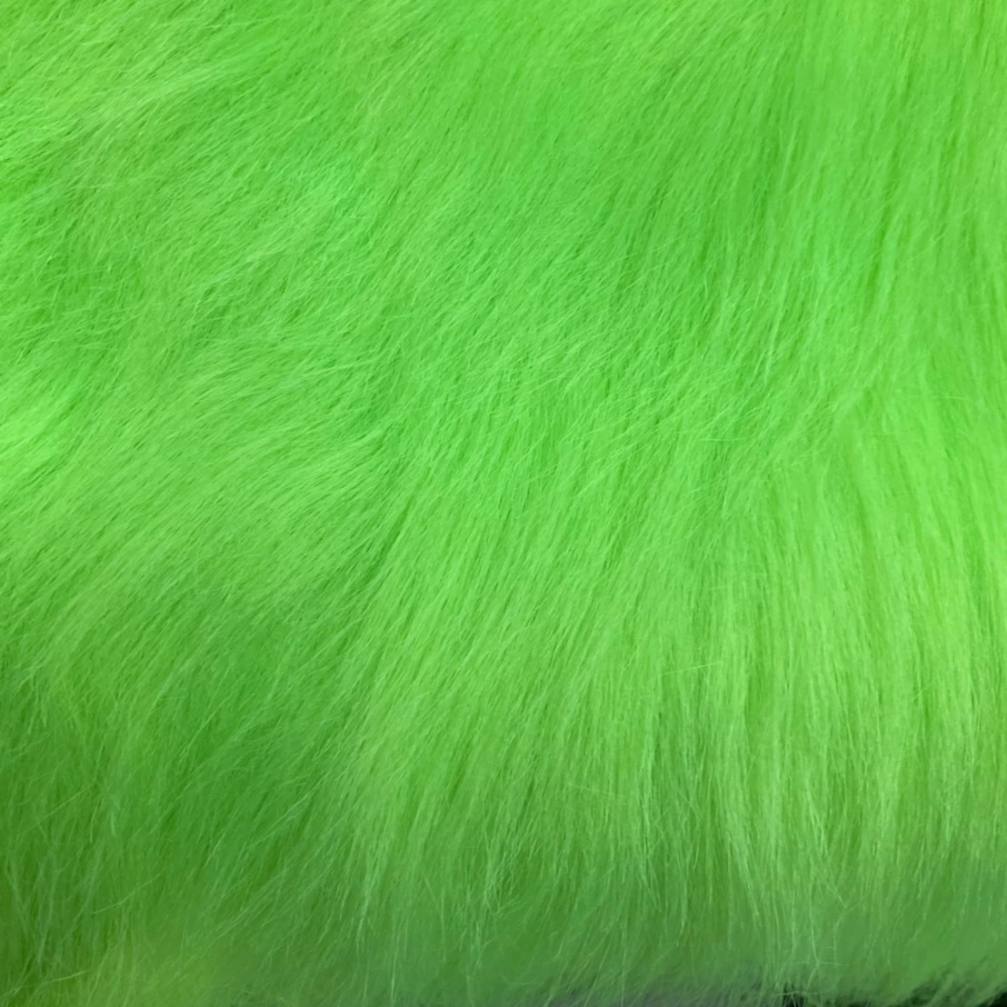 Neon Green Color Long Pile 100mm Luxury Acrylic Polyester Faux Fur Fabric Thailand High Quality