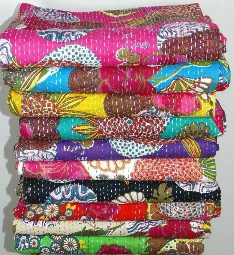 Оптовая продажа одеяла kantha рождественские подарки богемное Тропическое покрывало Kantha для дивана двухместное