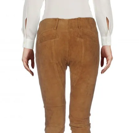 Hot Sale Suede Leather Pants For Women Custom Logo High Quality Made Black Color Genuine Suede Leather Legging Pant For Women