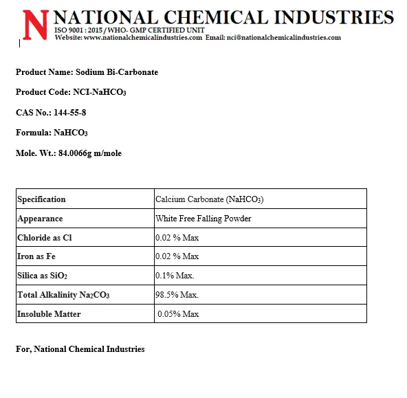 
Sodium Bi-Carbonate 