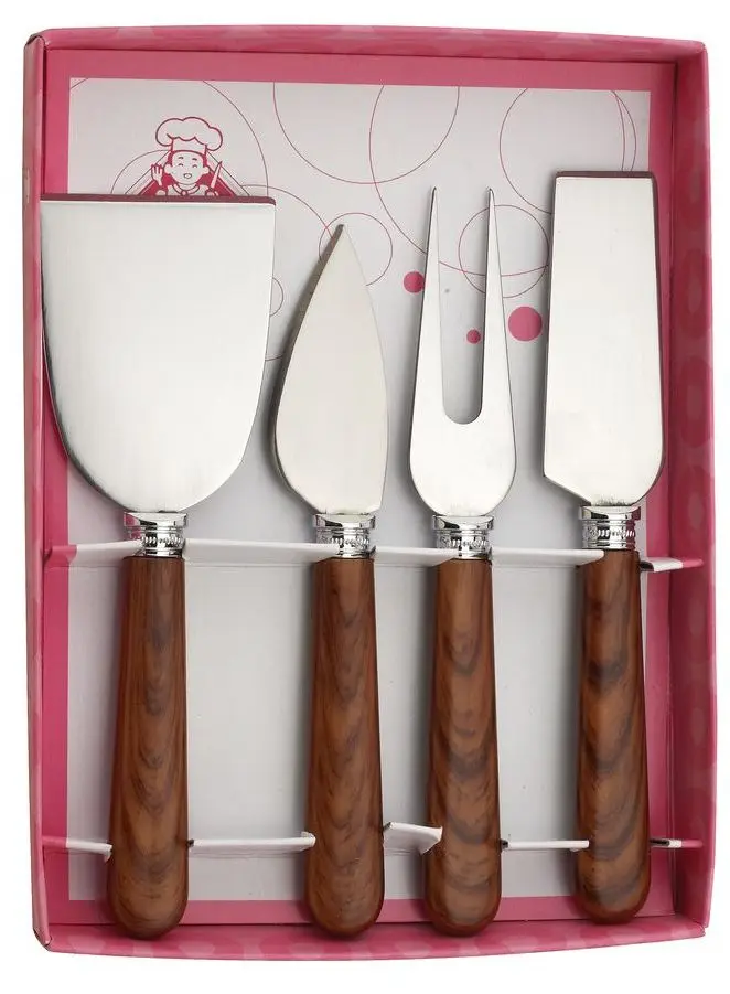 Manufacturer wood print high quality handle with stainless steel flatware set spoon fork knife teaspoon