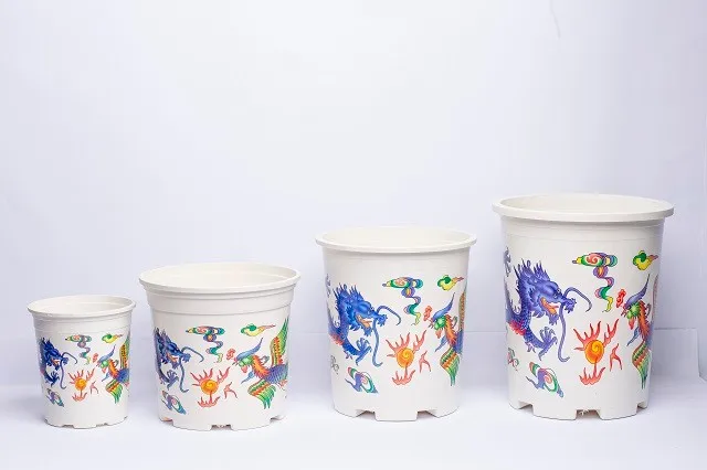 Plastic Flowerpot Feng Shui Chinese Nursery Pots for Tet Holiday Not