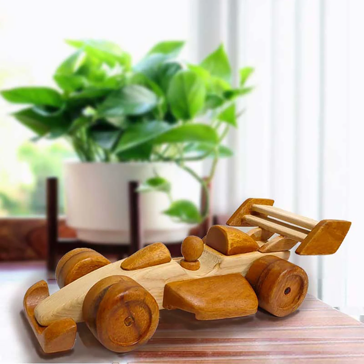 OEM - ODM Wooden Racing Car Track Toy  Vehicle Wheels Shaped Wheels Shaped Push And Pull Wooden Racing Car
