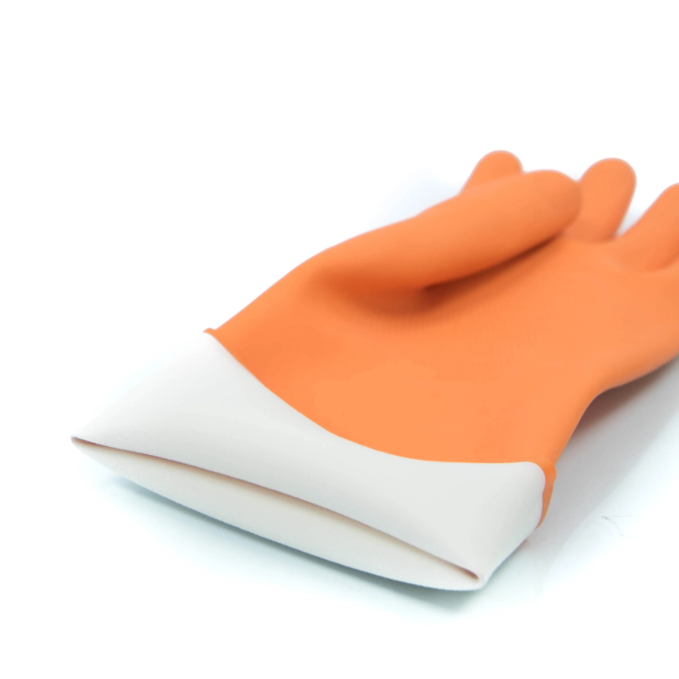 Ergonomic Malaysia produced thick orange dish washing gloves anti abrasion anti slip for assembly protection work gloves