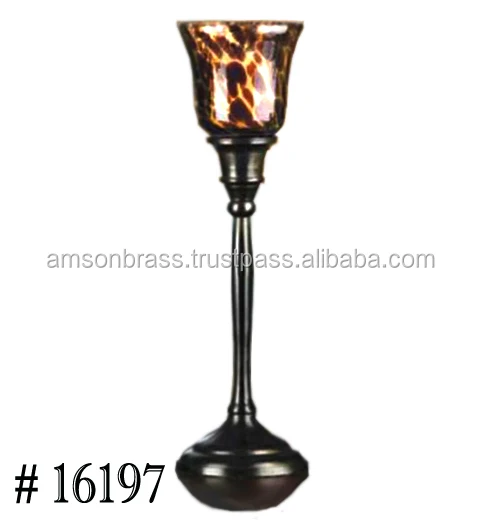 Antique Silver Finished Metal Glass Votives Tea Light Holder Top Fire New Style Floor Candle for Festivals Lighting