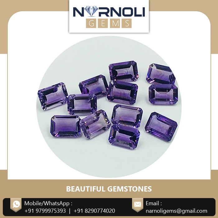 High Quality Amethyst Octagon 14 X 10 mm Semiprecious Purple Color Gemstone For Sale Jewelry Decor Gemstone