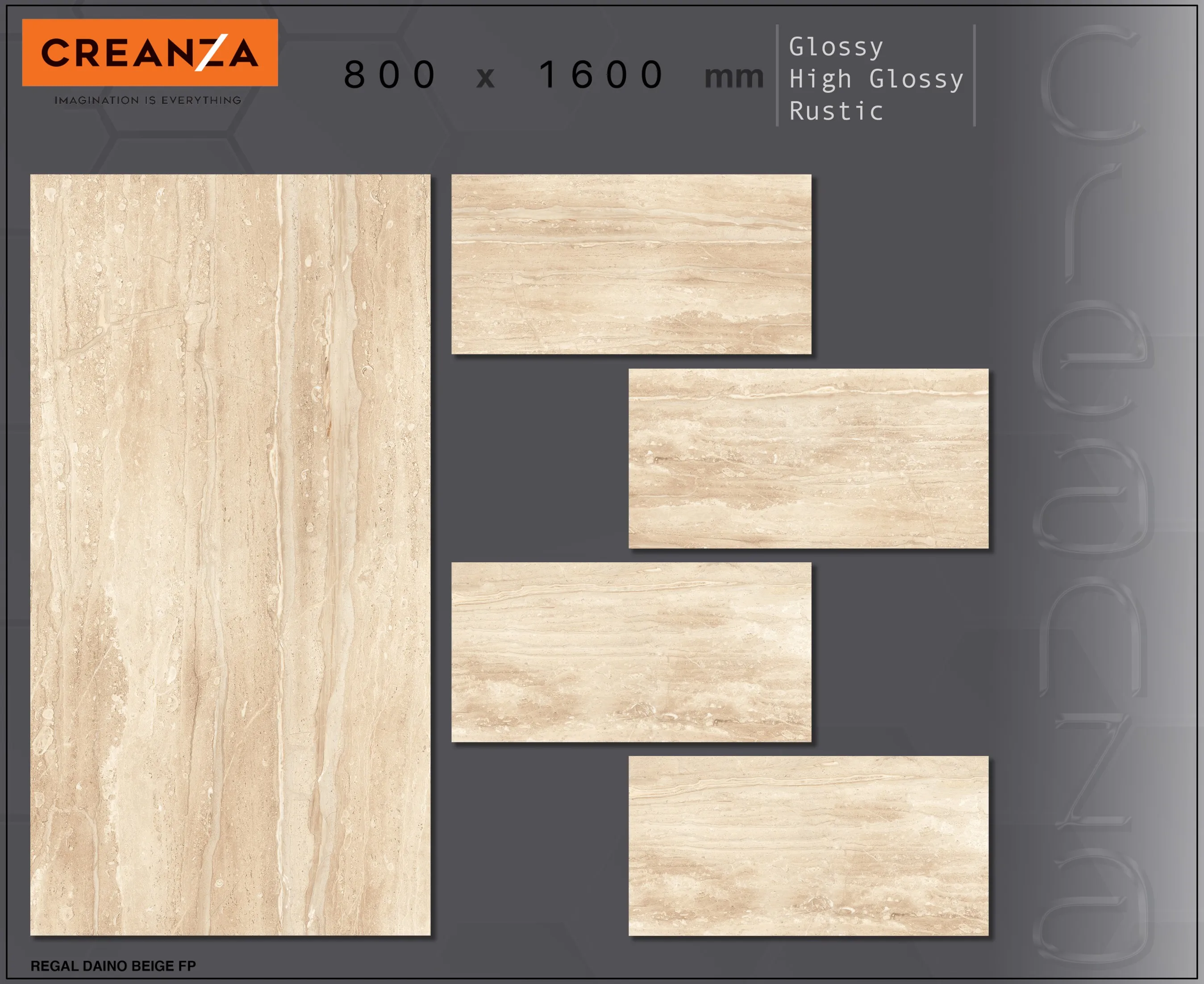 daino beige turkey marble look porcelain slab tiles with different faces and high gloss finish 800x1600 creanza tile