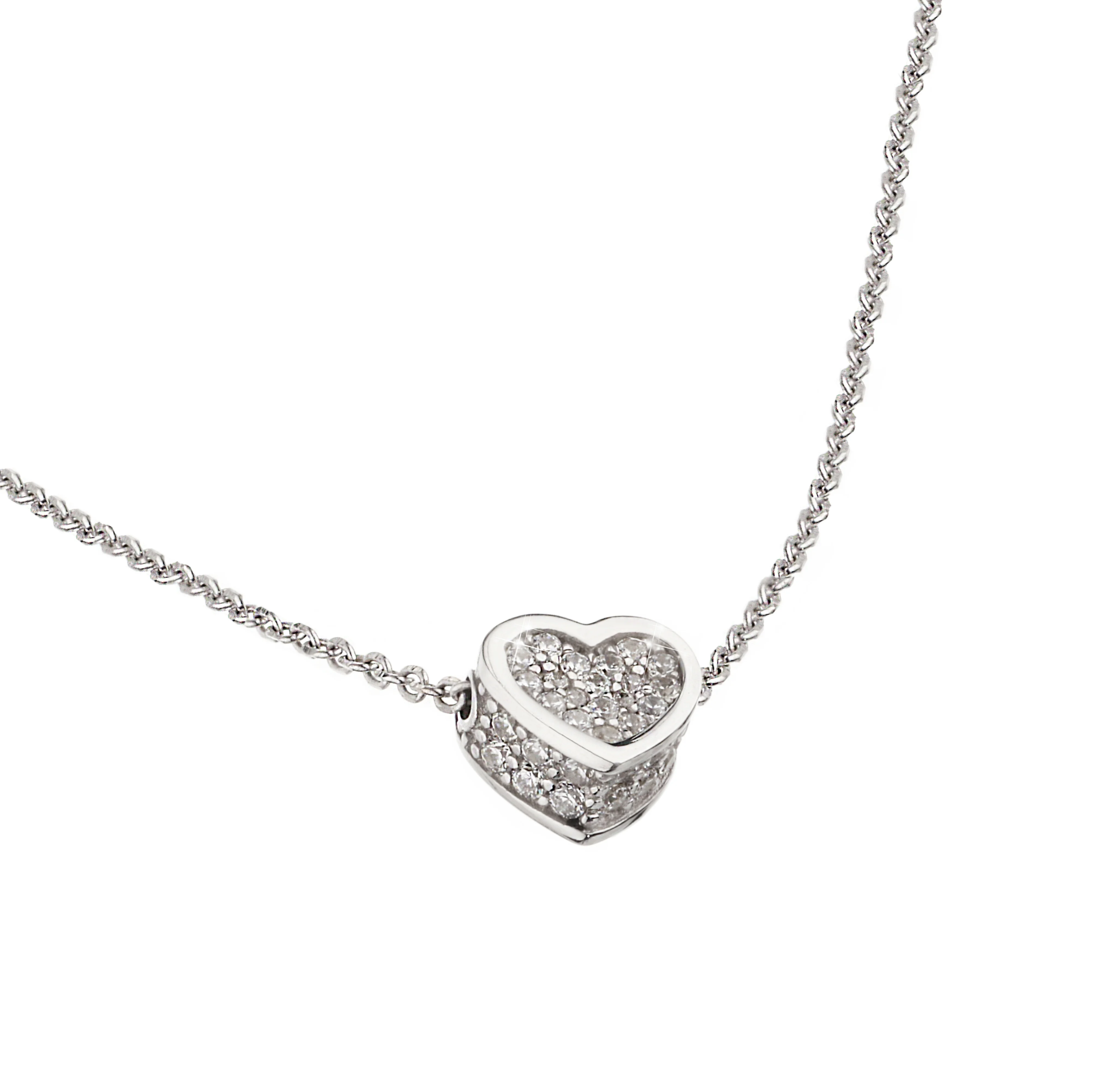 Silver jewelry set 925 sterling silver heart pendant necklace cubic zirconia silver heart gold plated 925 jewelry necklace heart