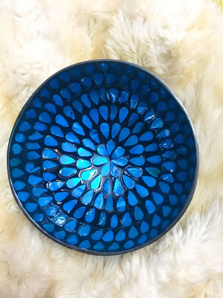 Lacquer bowl for family with decor spoon wooden spoon/ Coconut Shell bowl Wooden Bowl for family (Kaylin: WS +84817092069)