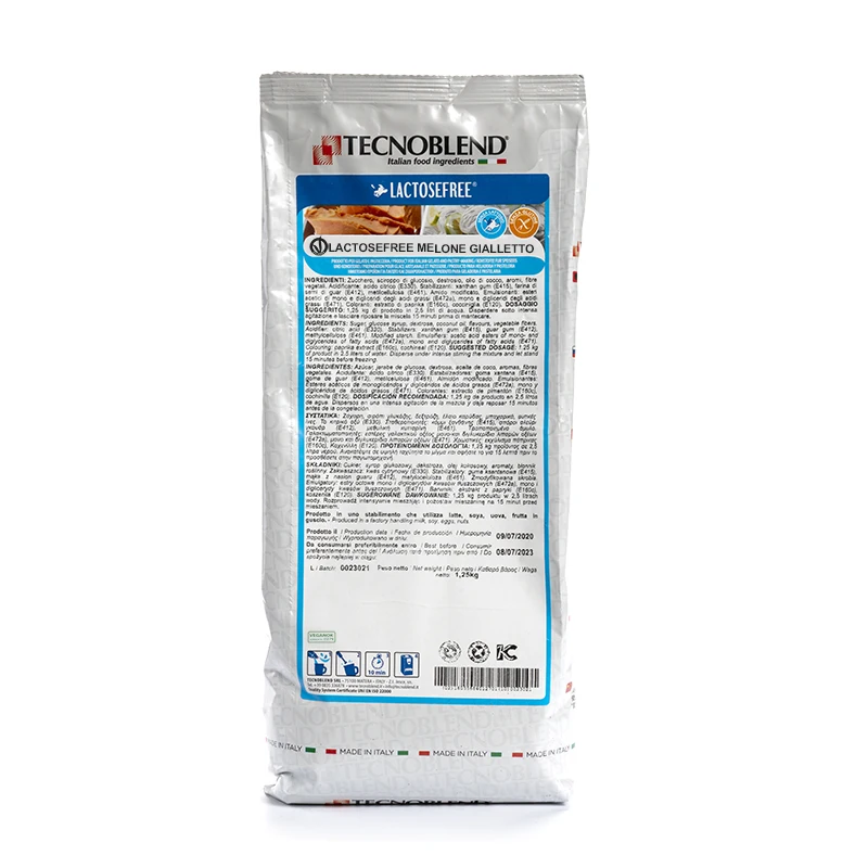 Made in Italy LACTOSEFREE and VEGAN fruit tastes with pieces LACTOSEFREE MELONE GIALLETTO - 1,25 kg Sachet YELLOW MELON