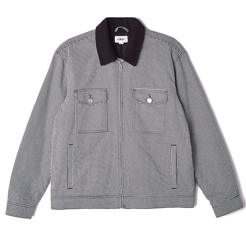 
New Collection Fashion Quilted Lining Twill Jacket Cotton Bomber Jackets Plaid Jackets 