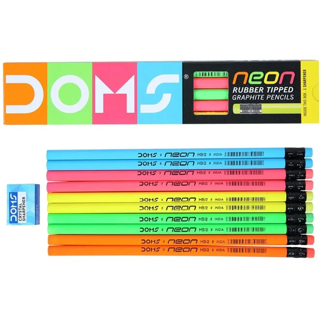 Standard Wooden Pencils Premium Quality Round Wood Doms Neon Rubber Tippede Extra Dark Lead HB Pencils