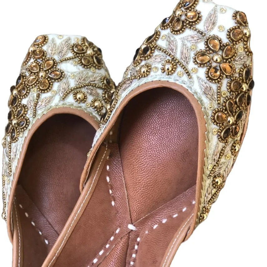 Multi Colored Flip Flop Shoes Punjabi Khussa Jutti Wedding Wear Gota Embroidered Stone Work Jutti