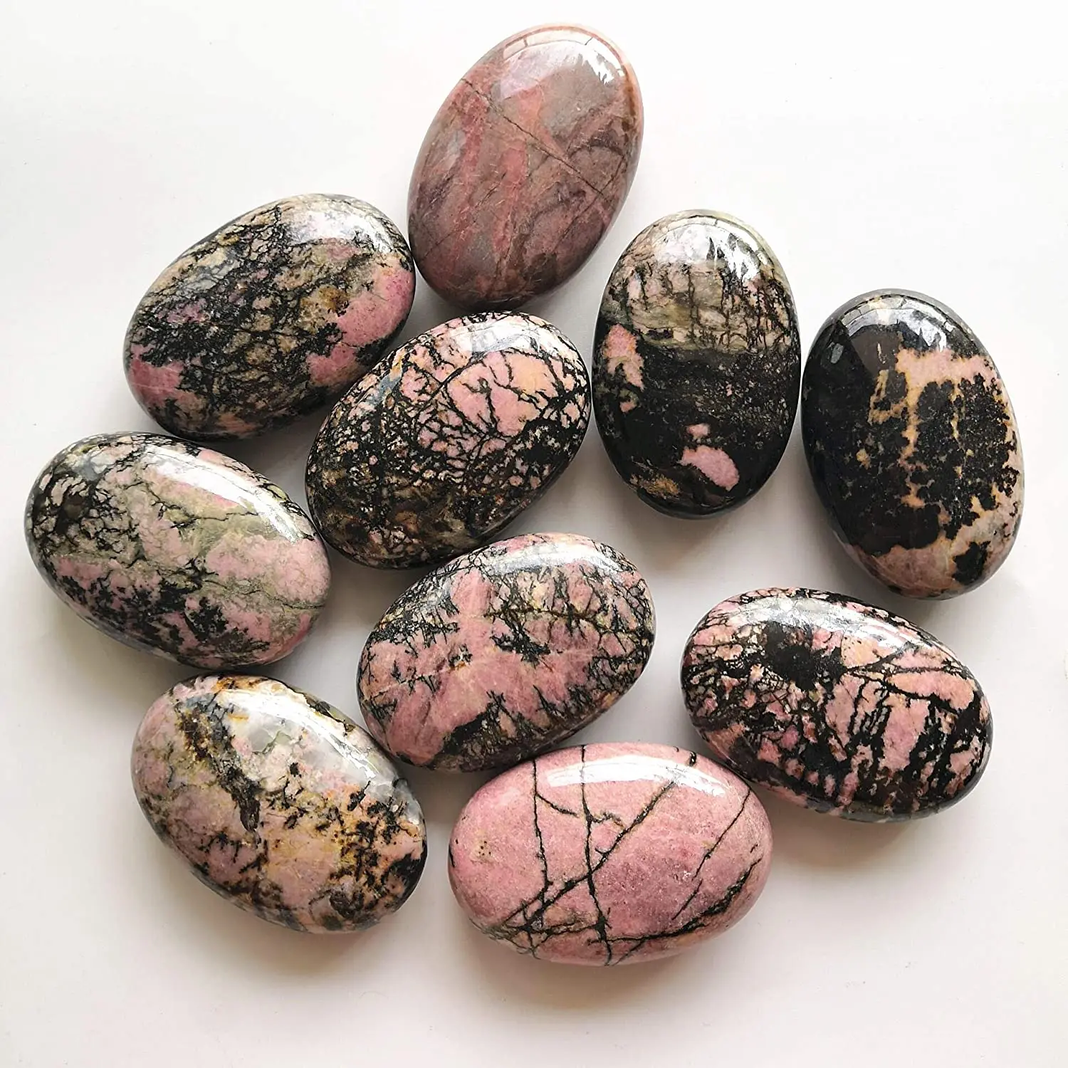 AMAZING NATURAL RHODONITE PALMSTONE FOR MEDITATION AND REIKI HEALING THERAPY / RHODONITE PALM STONE / RHODONITE MASSAGE STONE