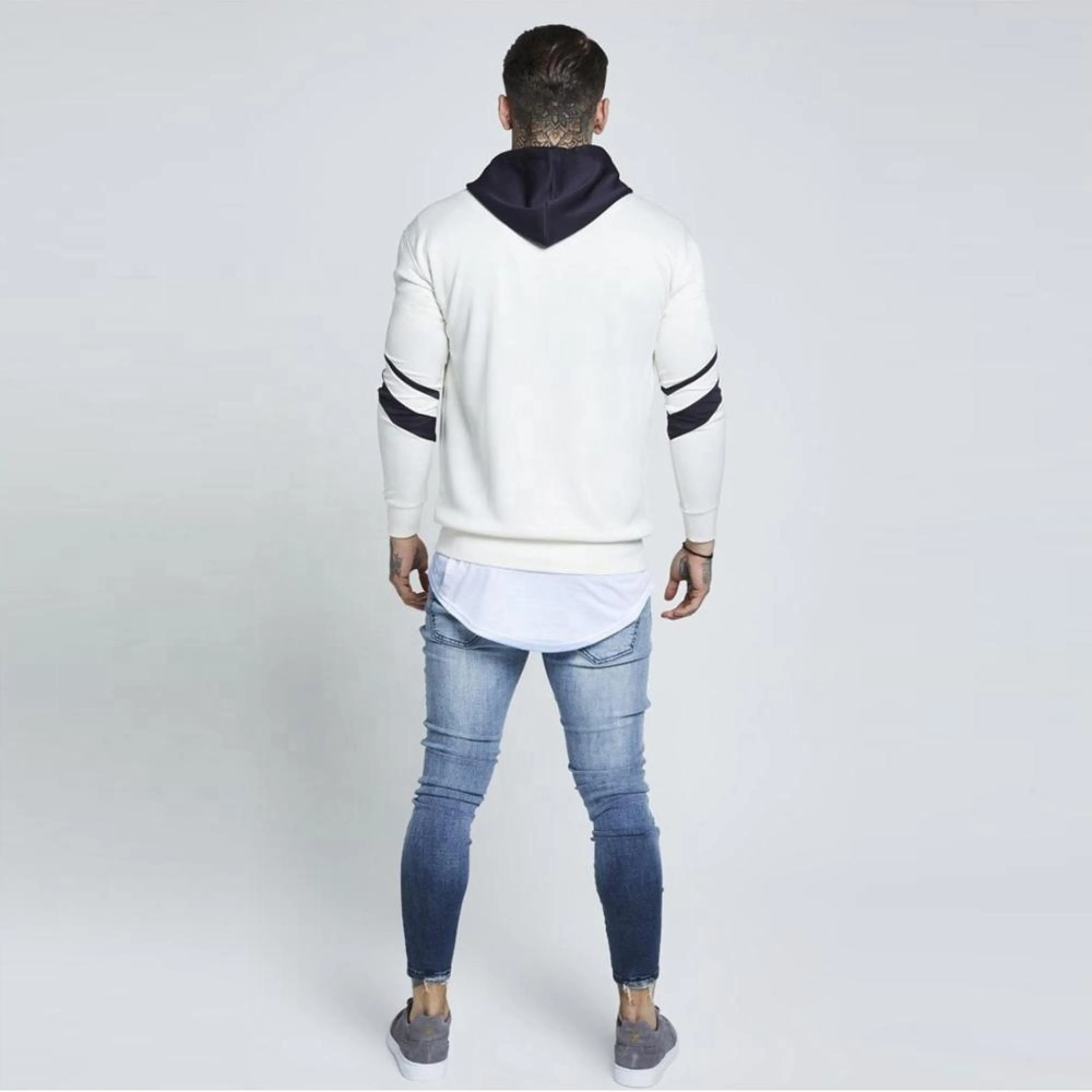 
White Sweatshirt with printed hood new latest design 100%Cotton fleece lining hoodies for men custom best quality in cheap price 