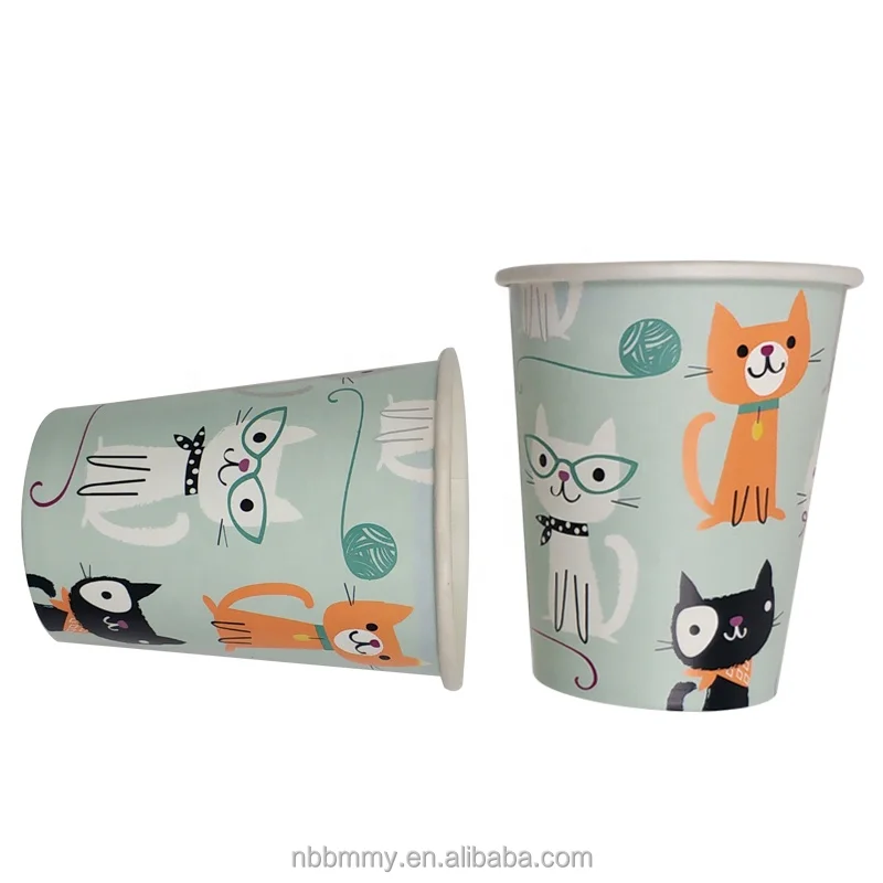 Factory wholesale disposable cartoon design biodegradable pla coated luxury paper cup