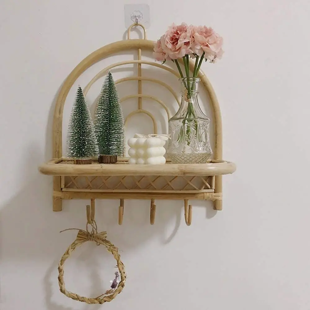 Плетеная ротанговая настенная подвесная полка для декора. Экологичный Настенный декор; Ротанговая плавающая сделано во Вьетнаме