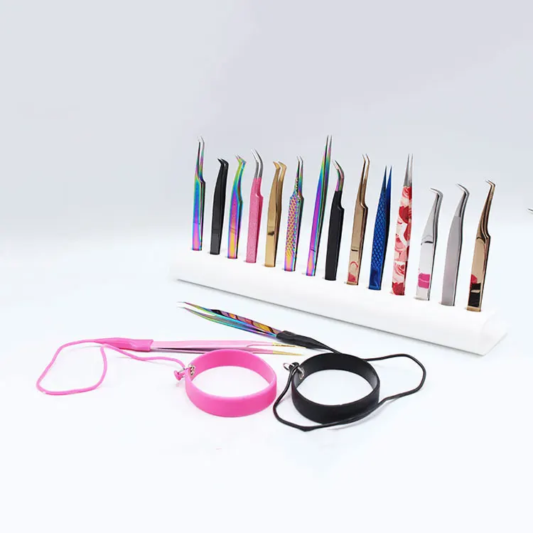  Черный 45 градусов объем пинцет с изготовленным на заказ логосом Наращивание ресниц Пинцет