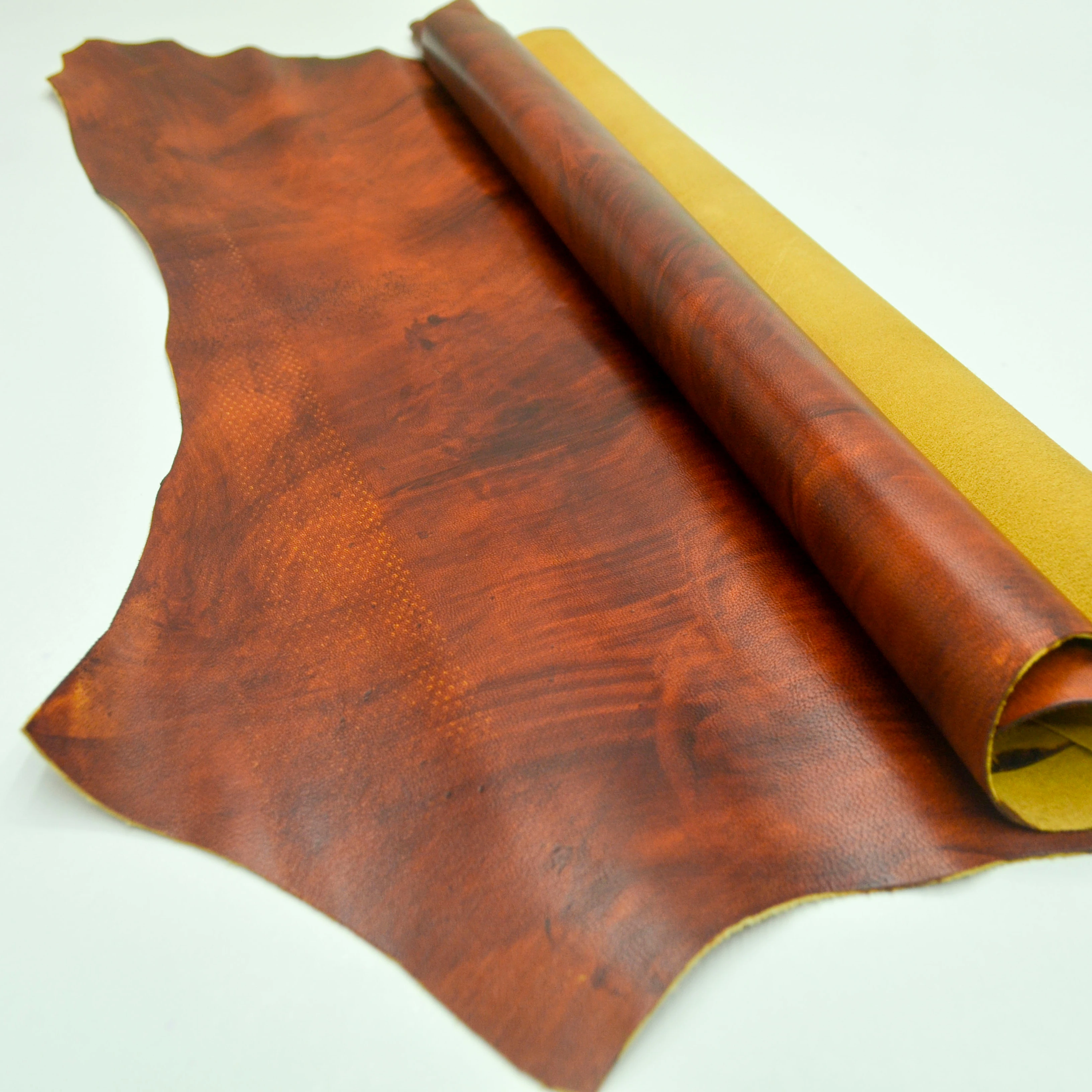 Genuine Goat Leather Dark Brown Lotex Grain Finish for Shoes and Garments Raw Pattern