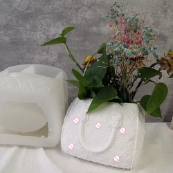New Design DIY Fashion Women L V Handbag Vase Mould Large Size Luxury Logo Handbag Flower Pot Silicone Mold