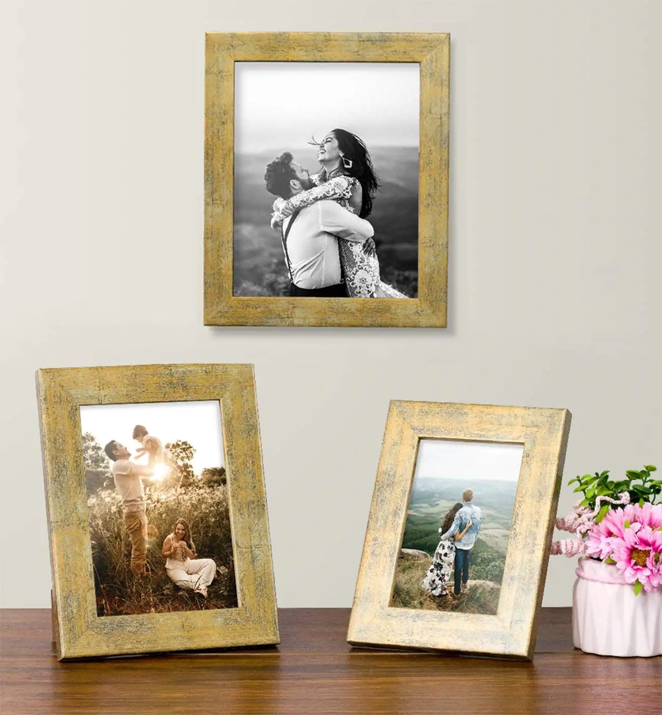 Golden antique design  photo Frame  for wall hanging home decorative wooden picture photo frame wood frame