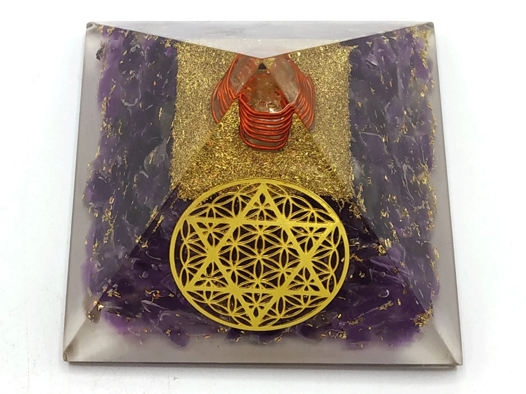 Natural Amethyst Crystal Orgonite Pyramid Star of David Charm EMF Protection Amethyst Orgone Pyramid Wholesale