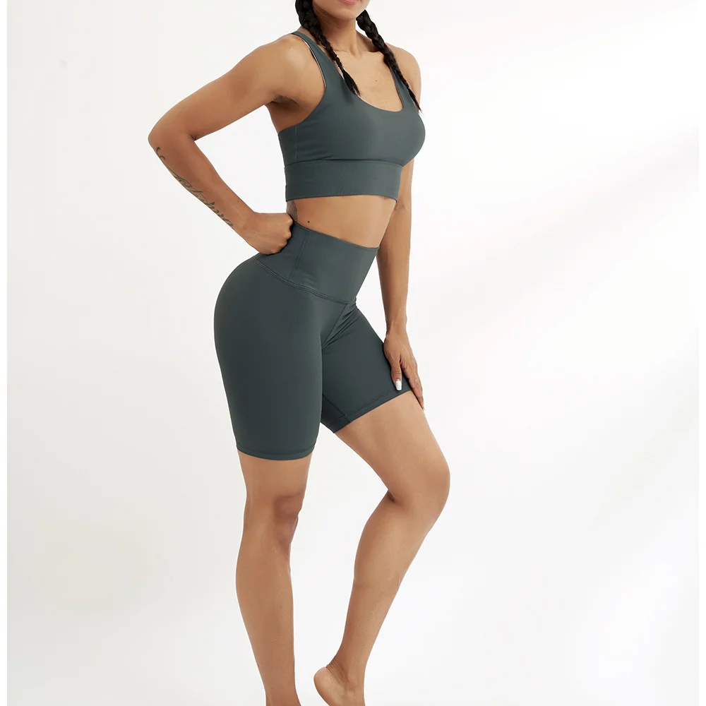  Женская одежда для фитнеса Женский комплект из шорт и бюстгальтера йоги полиэстера спандекса OEM индивидуальная активного отдыха шорты бюстгальтеры