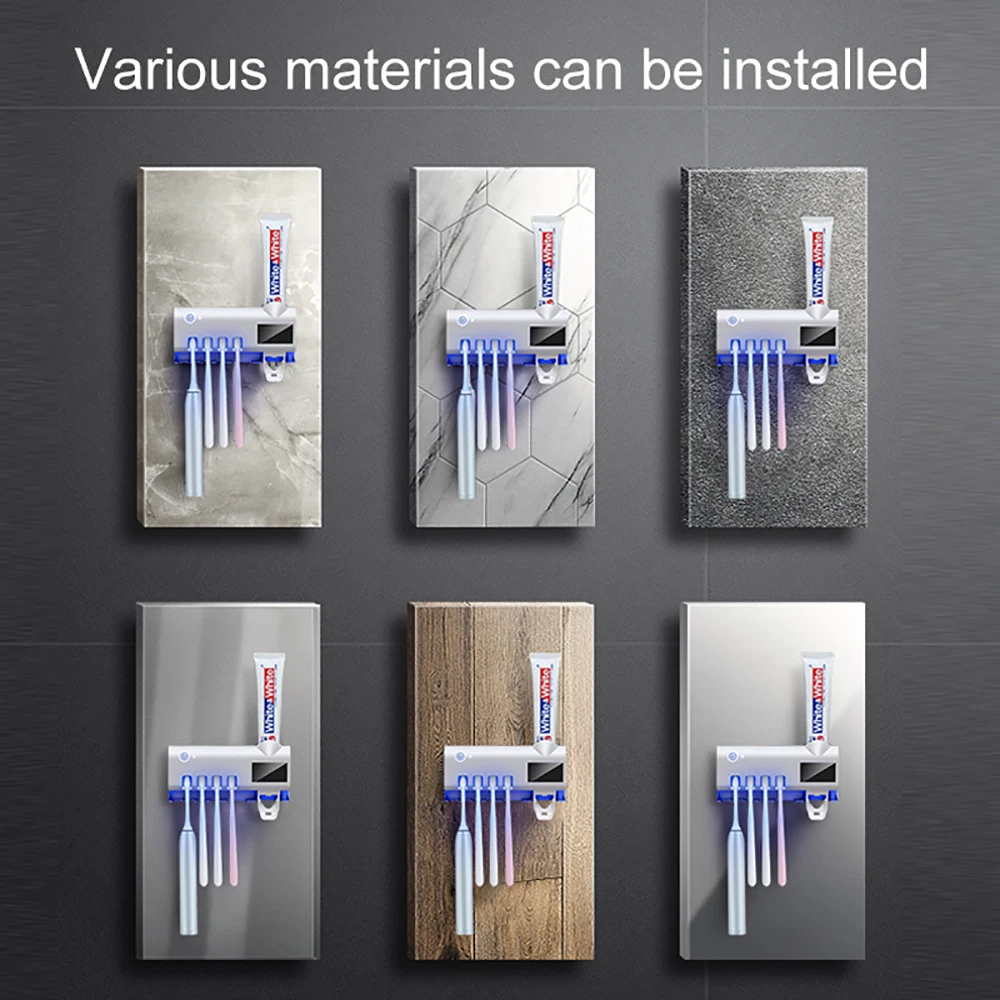 Wall Mounted Automatic Toothpaste Dispenser and Toothbrush Holder for Bathroom Space Saving