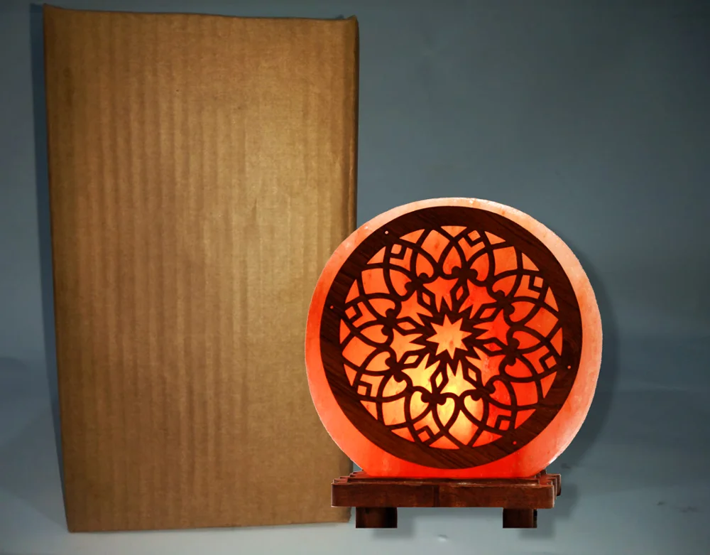 Himalayan Salt Lamp Arabic Pattern 3D Round Shape