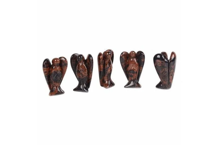 Crystal Angel Mahogany Obsidian Natural Stone Angel Carved Natural Stone Figurine Jade Crystals Angel Carved Polished