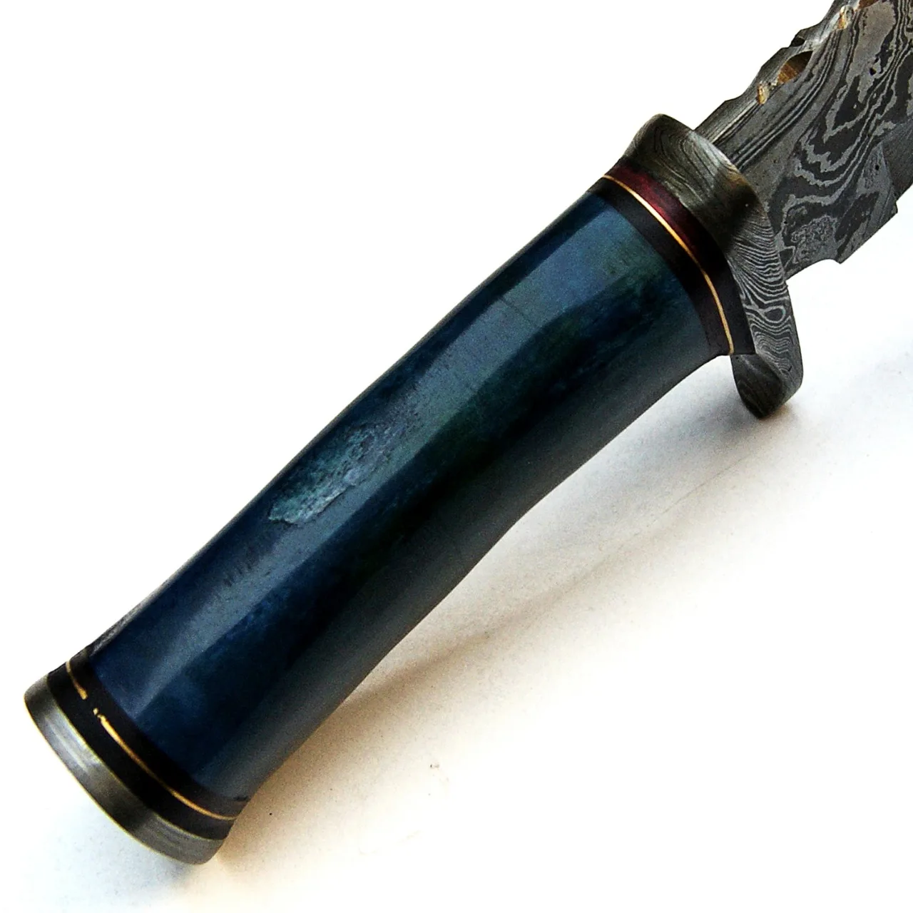 Handmade Damascus Steel Skinner Knife With Camel Bone Handle With Fine Leather Sheath.