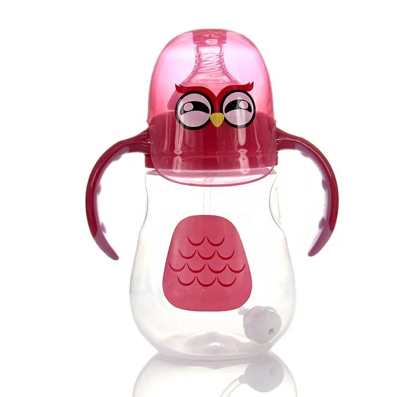 Baby feeder bottle color changing baby bottle with handle and straw